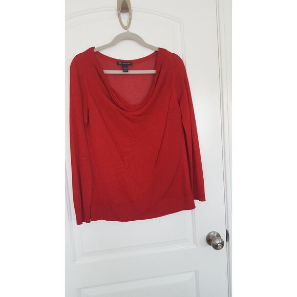 INC International Concepts, Red‎ cowl sweater/Tunic with draped front, Large - Picture 1 of 8